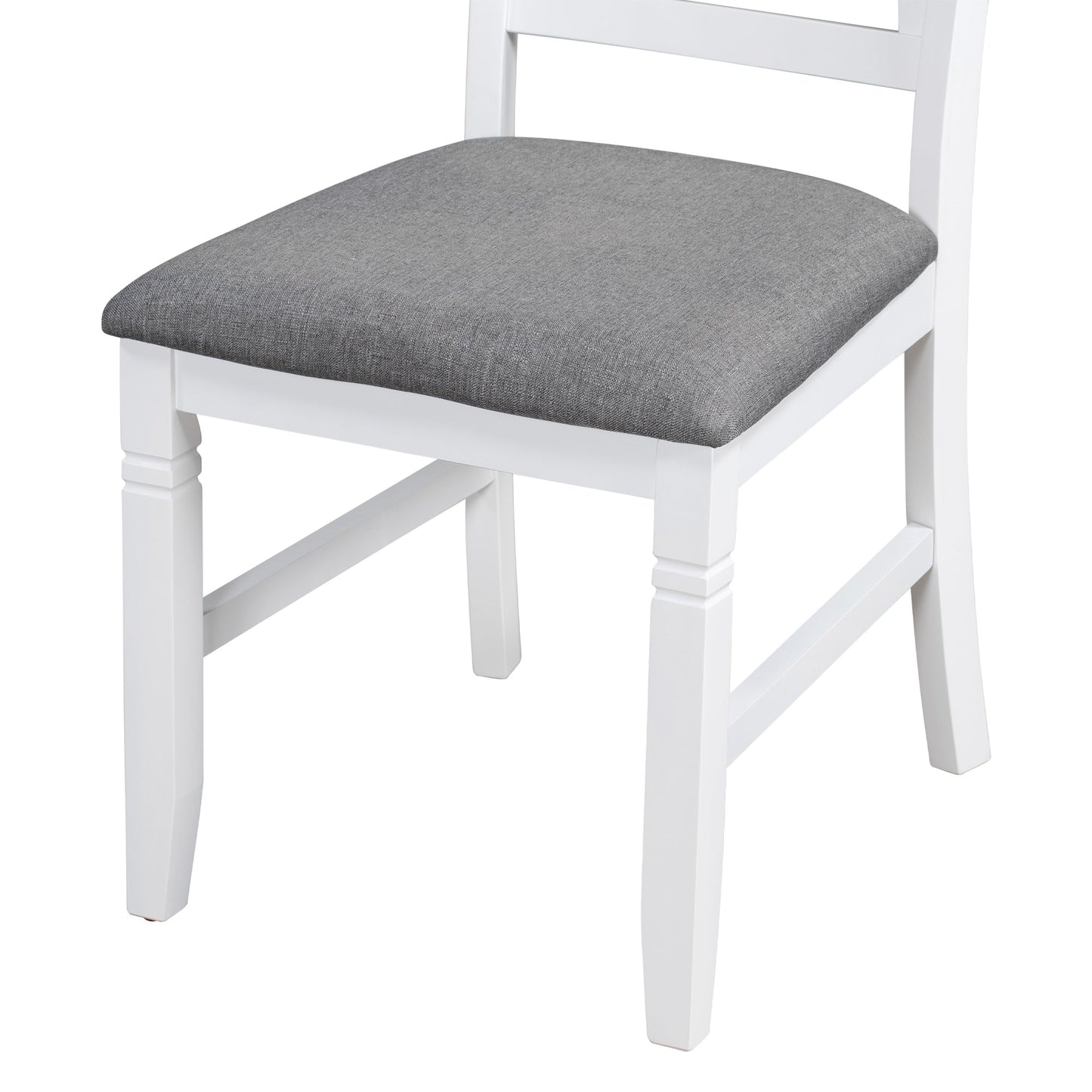6-Piece Wood Dining Table Set Kitchen Table Set With Upholstered Bench and 4 Dining Chairs, Farmhouse Style,Gray+White