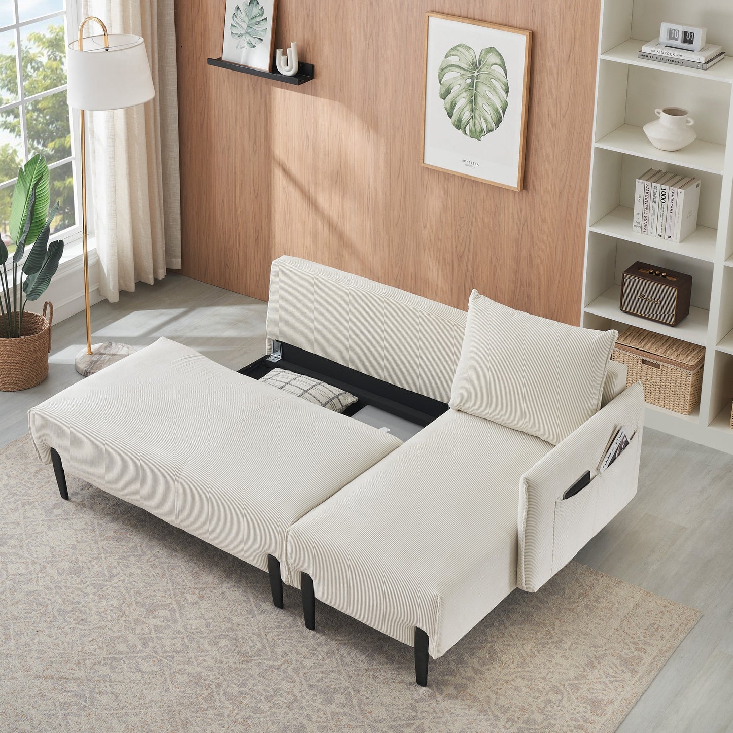 79.50 Inches Long, Velvet Sofa Fabric, With Three Matching Pillows and Spacious and Comfortable Seats