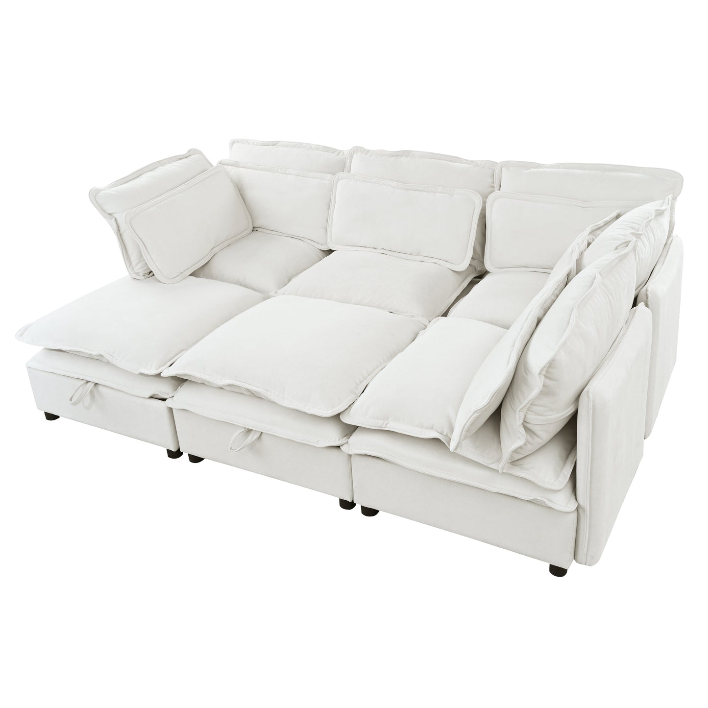 Double-Layer Cushion Modern Large U-Shaped Modular Sofa, Freely Combinable 6-Seater With Storage Function, Convertible