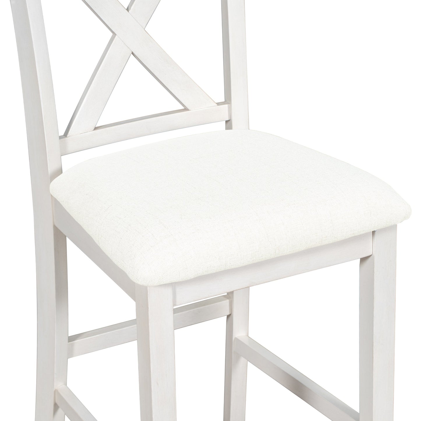 5 Pieces Counter Height Rustic Farmhouse Dining Room Wooden Bar Table Set With 2 Stools and 2 Chairs, White