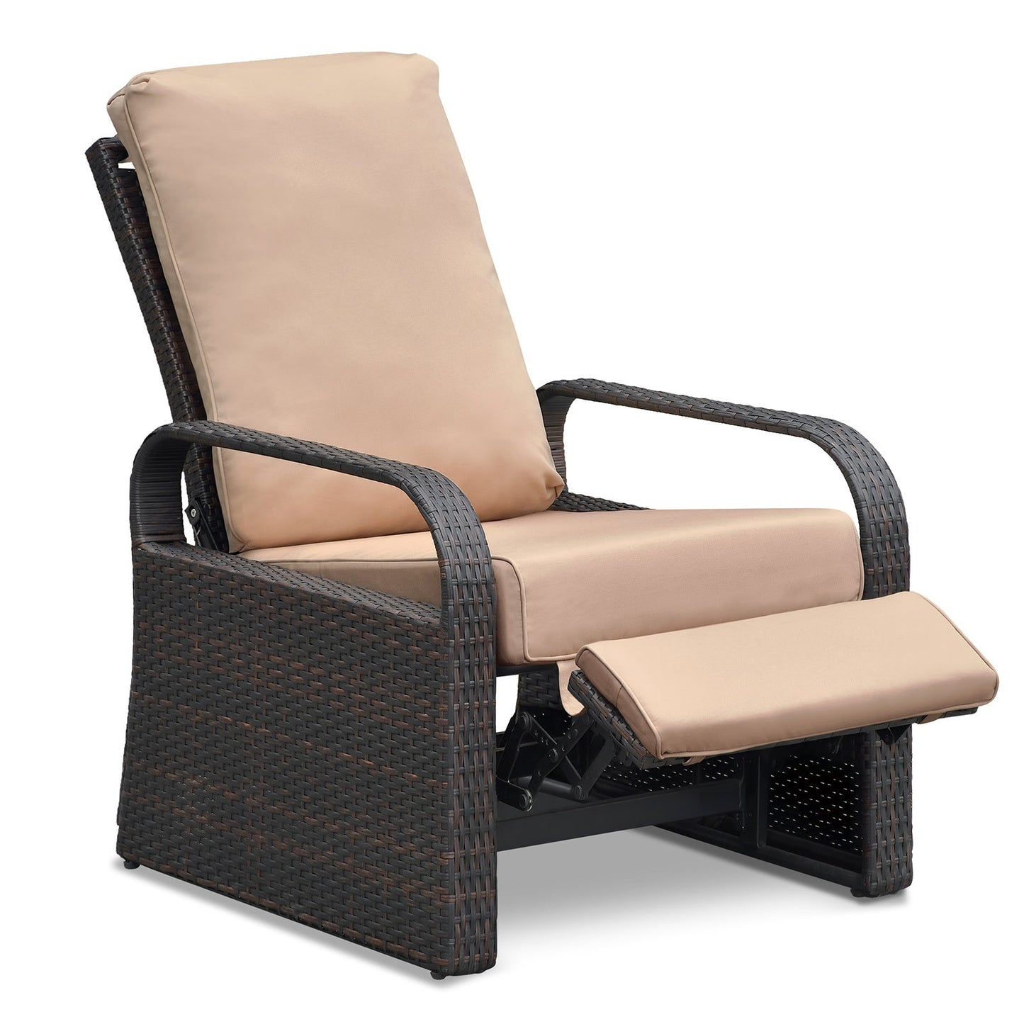 Outdoor Recliner Chair; Automatic Adjustable Wicker Lounge Recliner Chair With 5.12'' Thicken Cushion