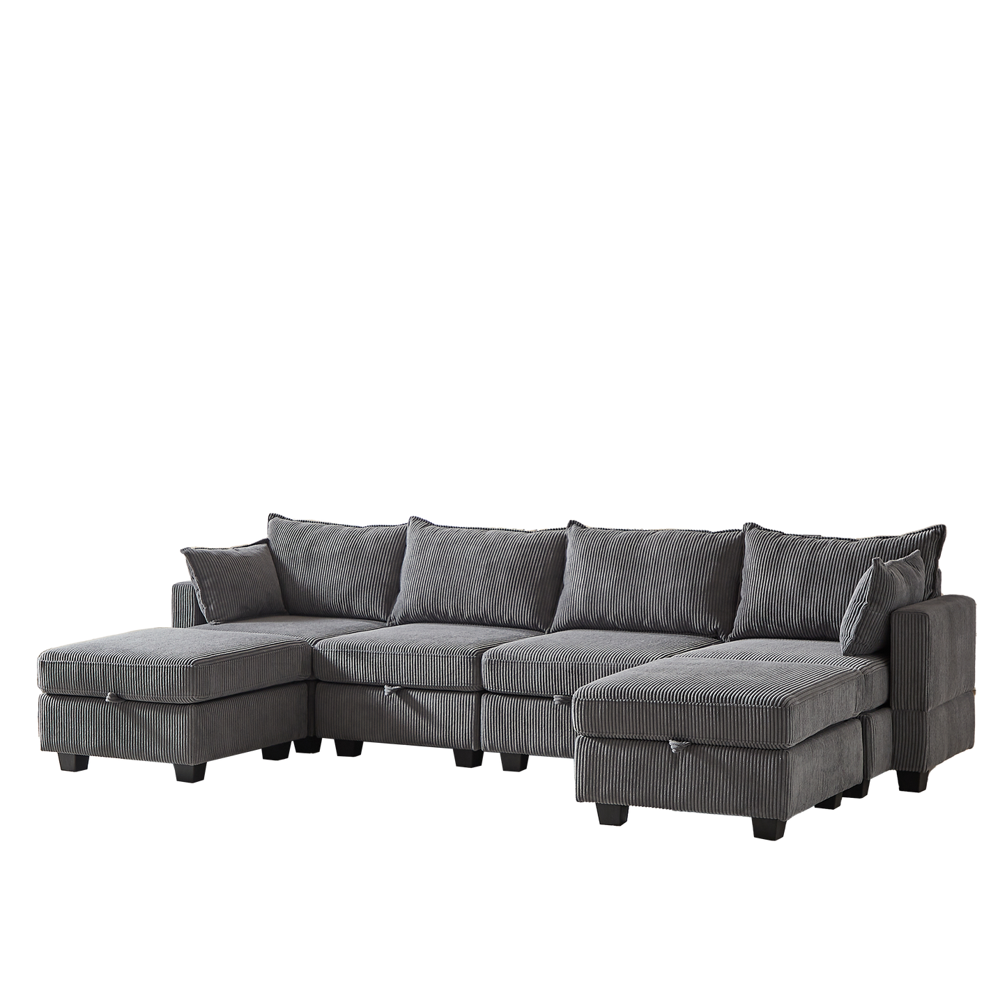 113.5'' Modular Sectiona Corduroy Sofa, Sectional Couches for Living Room U Shaped Sectional Couch With Storage Ottoman
