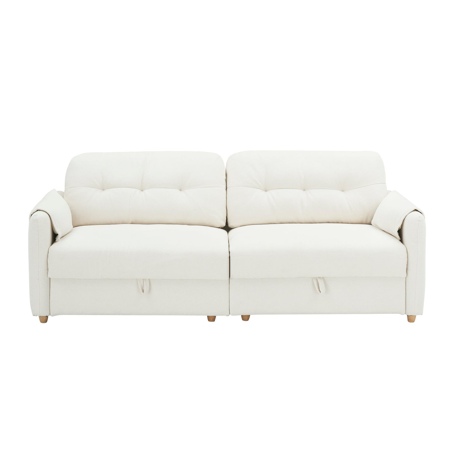 79.50 Inches Long, Teddy Cotton Linen Sofa Fabric, With Metal Conical Long Legs, Metal Strip Matching, Stylish