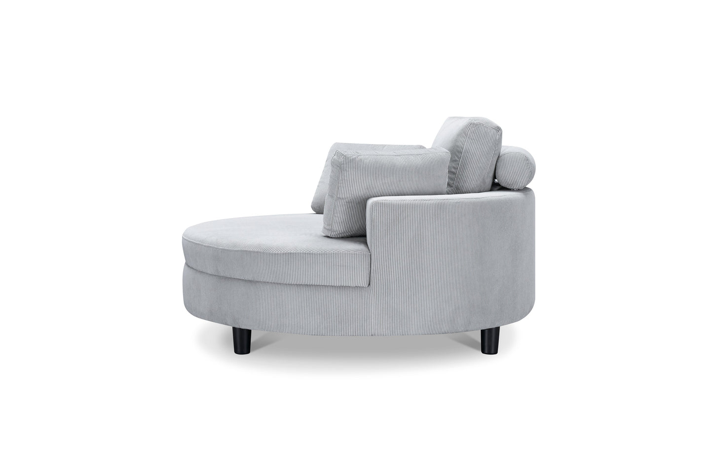 51-Inch Gray Corduroy Sofa With Two Throw Pillows and a Waist Pillow With an Extra Tray for Comfortable Seating
