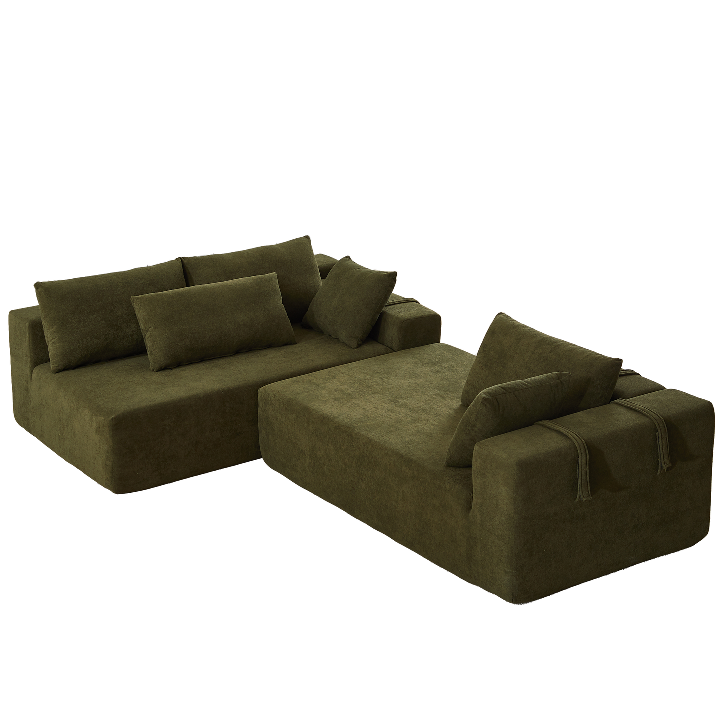 Modern Chenille Upholstered Sectional Sofa Couch Set,Modular 108" L Shaped Sectional Living Room Sofa Set With 6 Pillows
