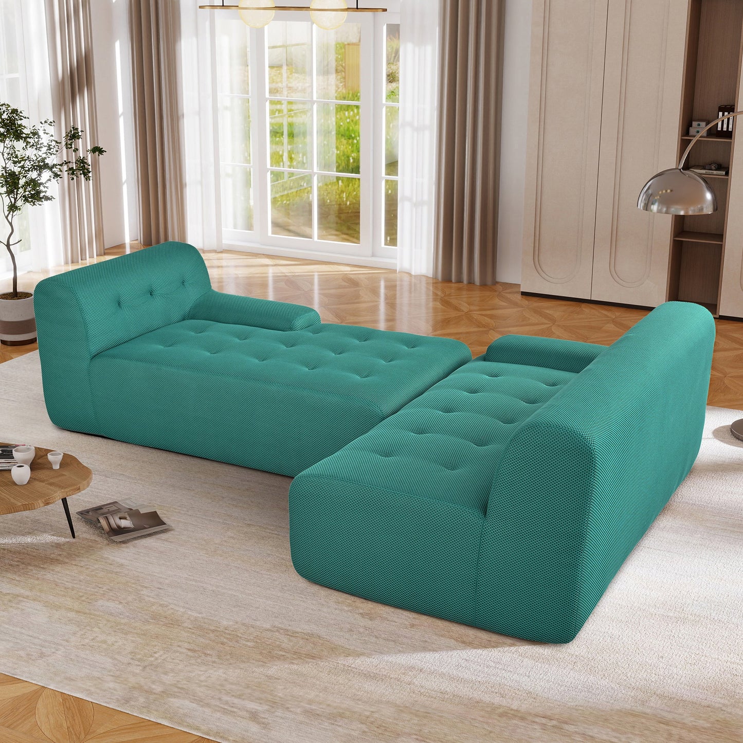 Modern Large L-Shaped Modular Sofa, Minimalist Style, 2-Piece Set With Free Combinations, Suitable for Living Rooms