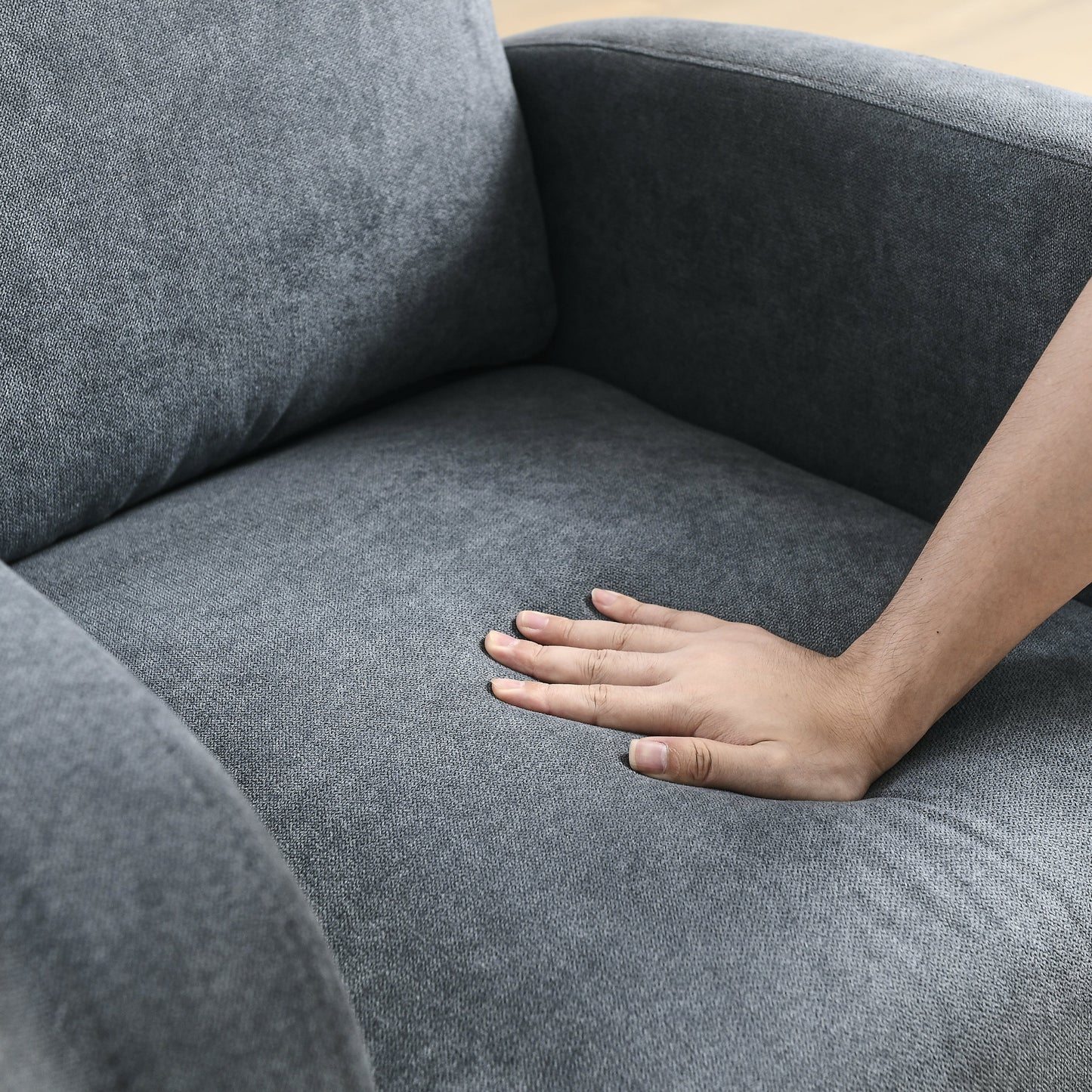 Modern Accent High Backrest Living Room Lounge Arm Rocking Chair, Two Side Pocket