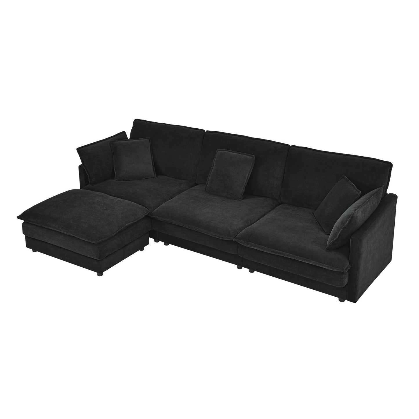Modern Home Living Room L-Shaped Sectional Sofa Couches With Storage Ottoman, Convertible Oversized 4 Seater Couch