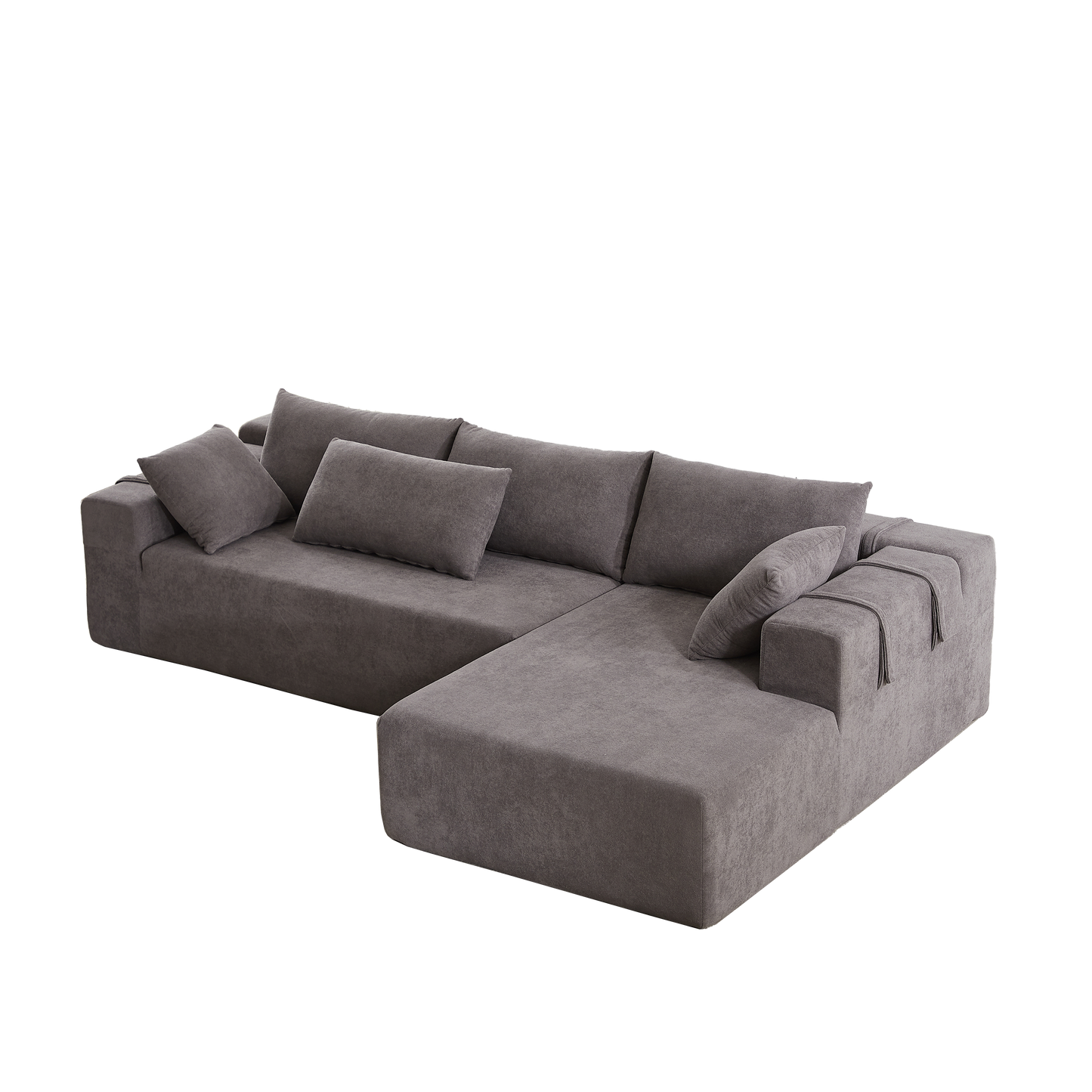 Modern Chenille Upholstered Sectional Sofa Couch Set,Modular 108" L Shaped Sectional Living Room Sofa Set With 6 Pillows