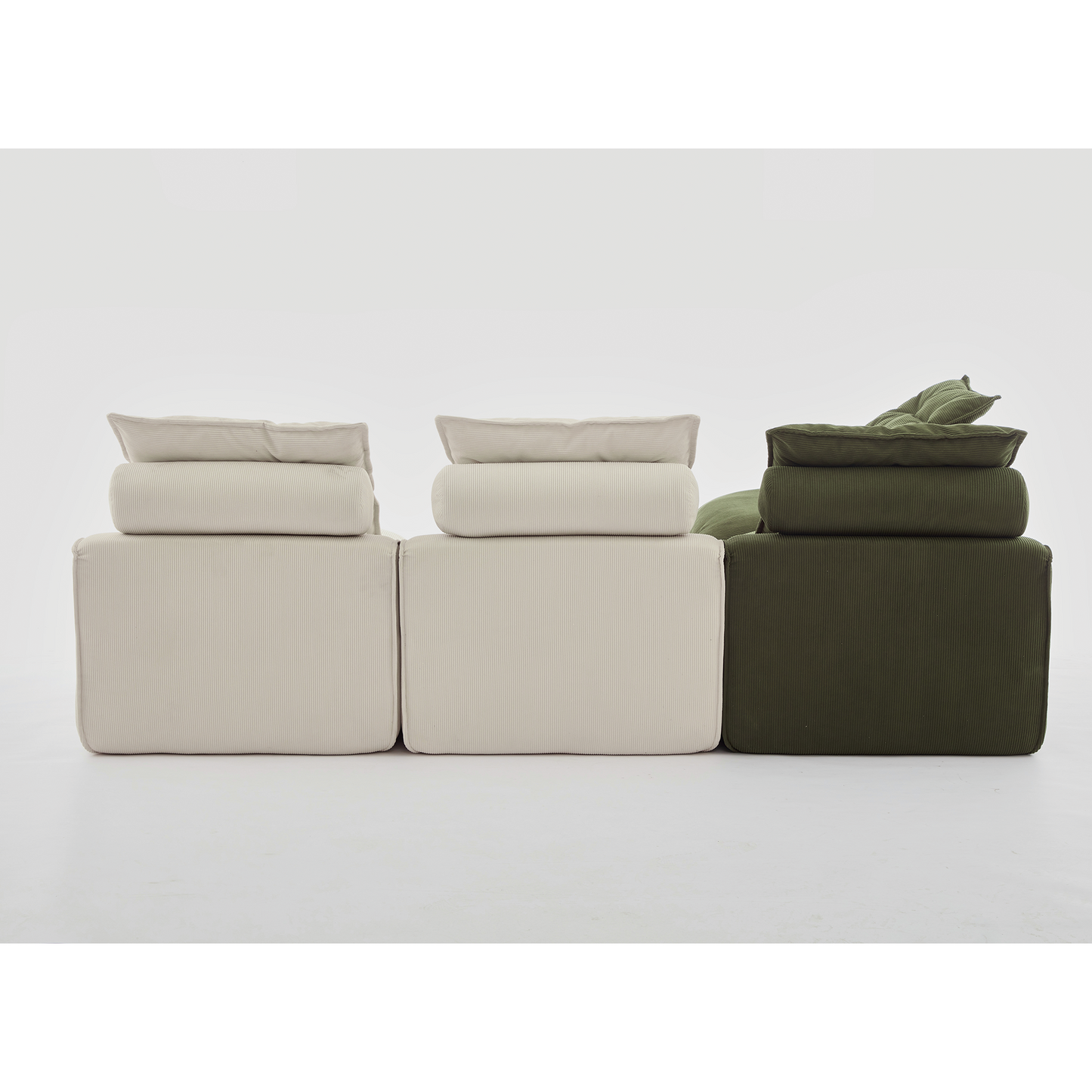 Modular Sofa,No Armrests,At Will DIY,Corduroy ,Neck Pillow-Back Lounge Sofa Chair,Reading Nook, or Apartment Living