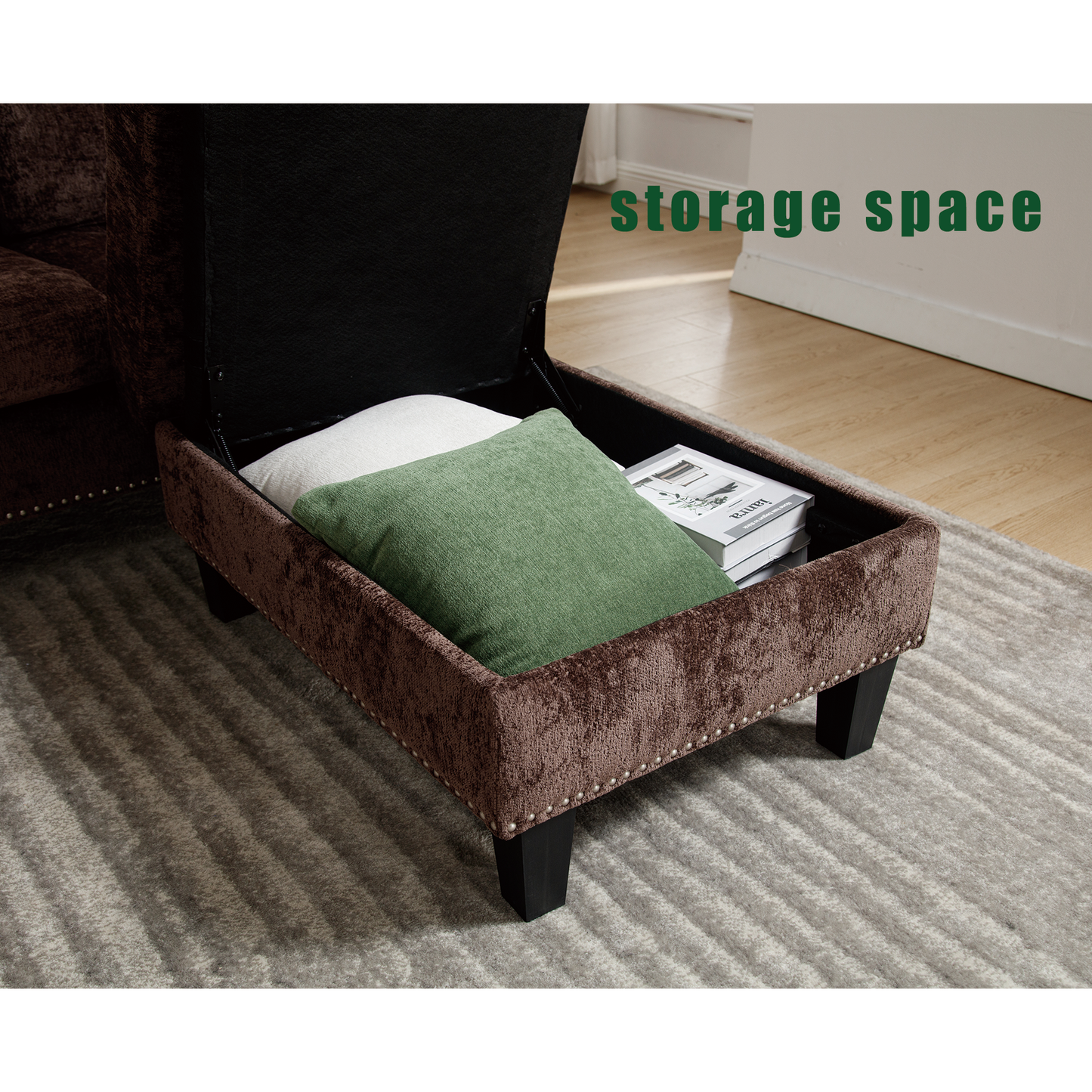5 Seat Modular Sofa,with Storage Ottoman, Convertible Sectional Sofa, L Shaped Couch , Reversible Chaise ,Riveted Sofa