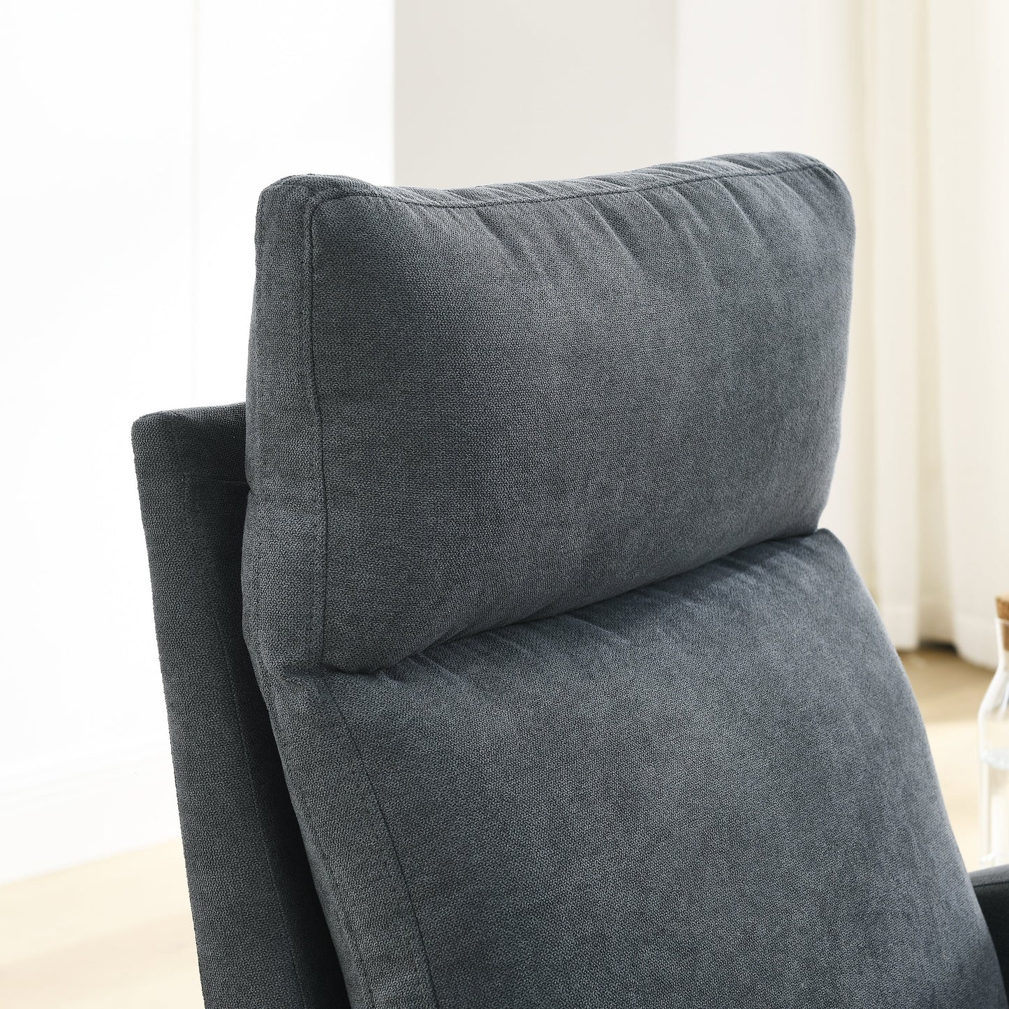 Modern Accent High Backrest Living Room Lounge Arm Rocking Chair, Two Side Pocket