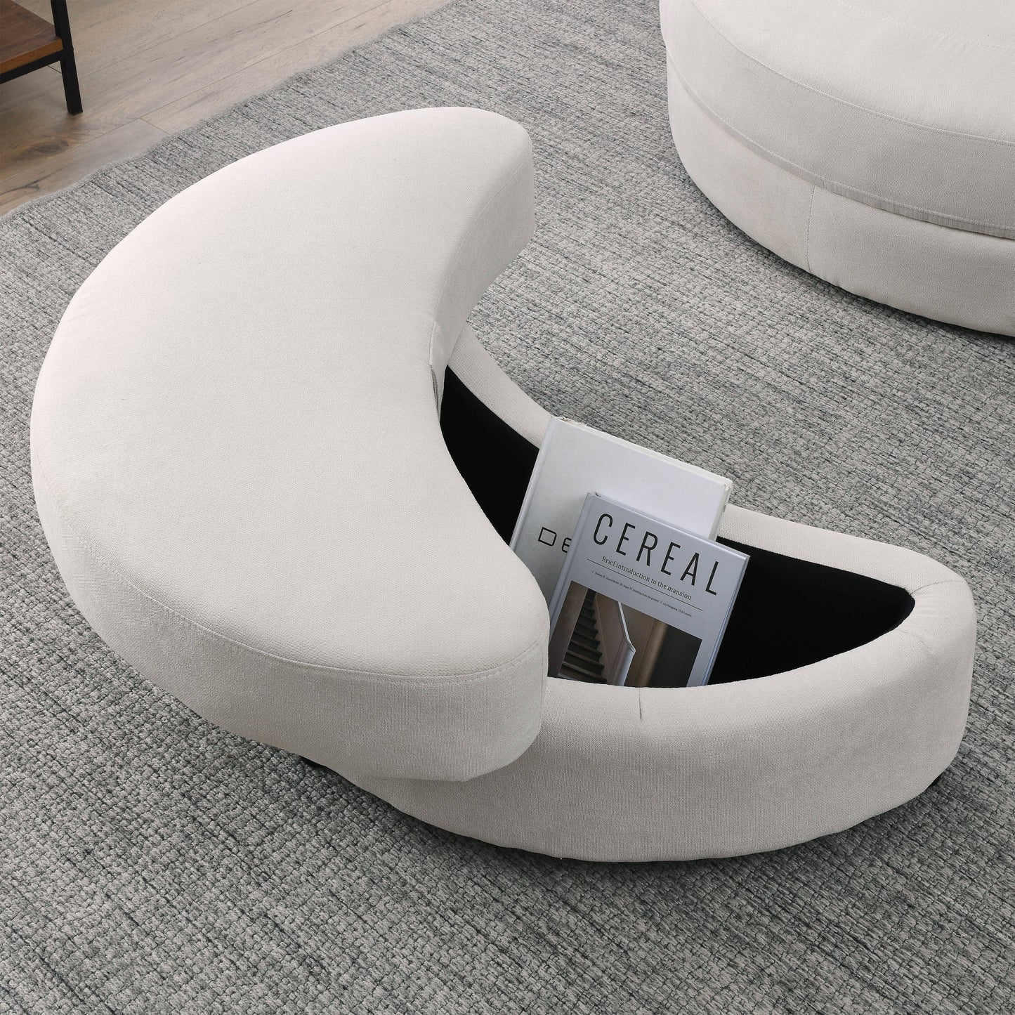 Swivel Accent Barrel Modern Sofa Lounge Club Big Round Chair With Storage Ottoman Linen Fabric for Living Room