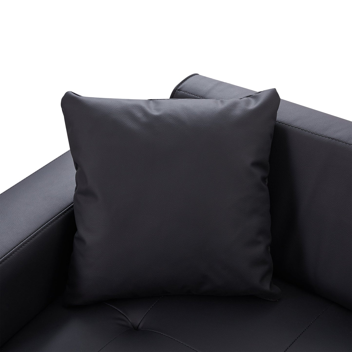 107" Contemporary Sofa Stylish Sofa Couch With a Round Storage Ottoman and Three Removable Pillows for Living Room, Black