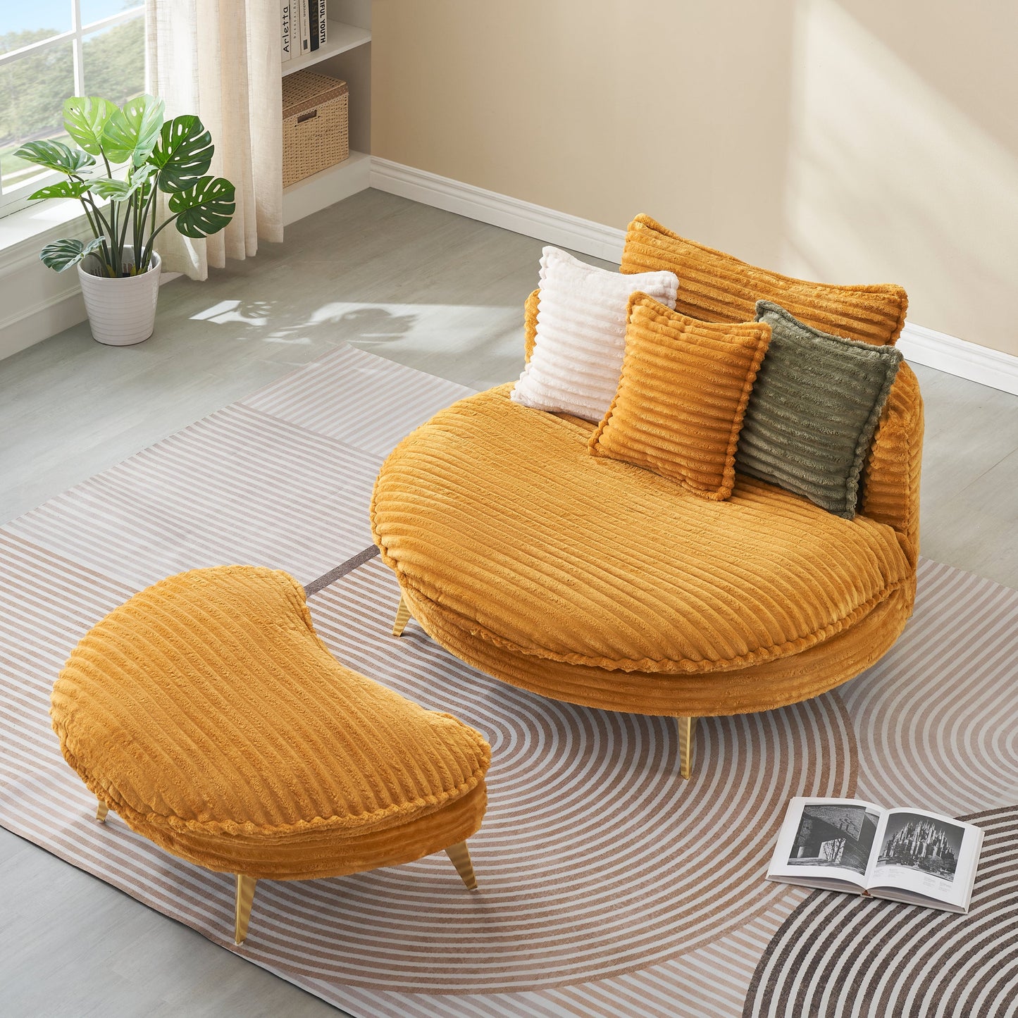 65.00 Inches Long, Corduroy Sofa Fabric, With Three Matching Pillows and Two Spacious and Comfortable Seats