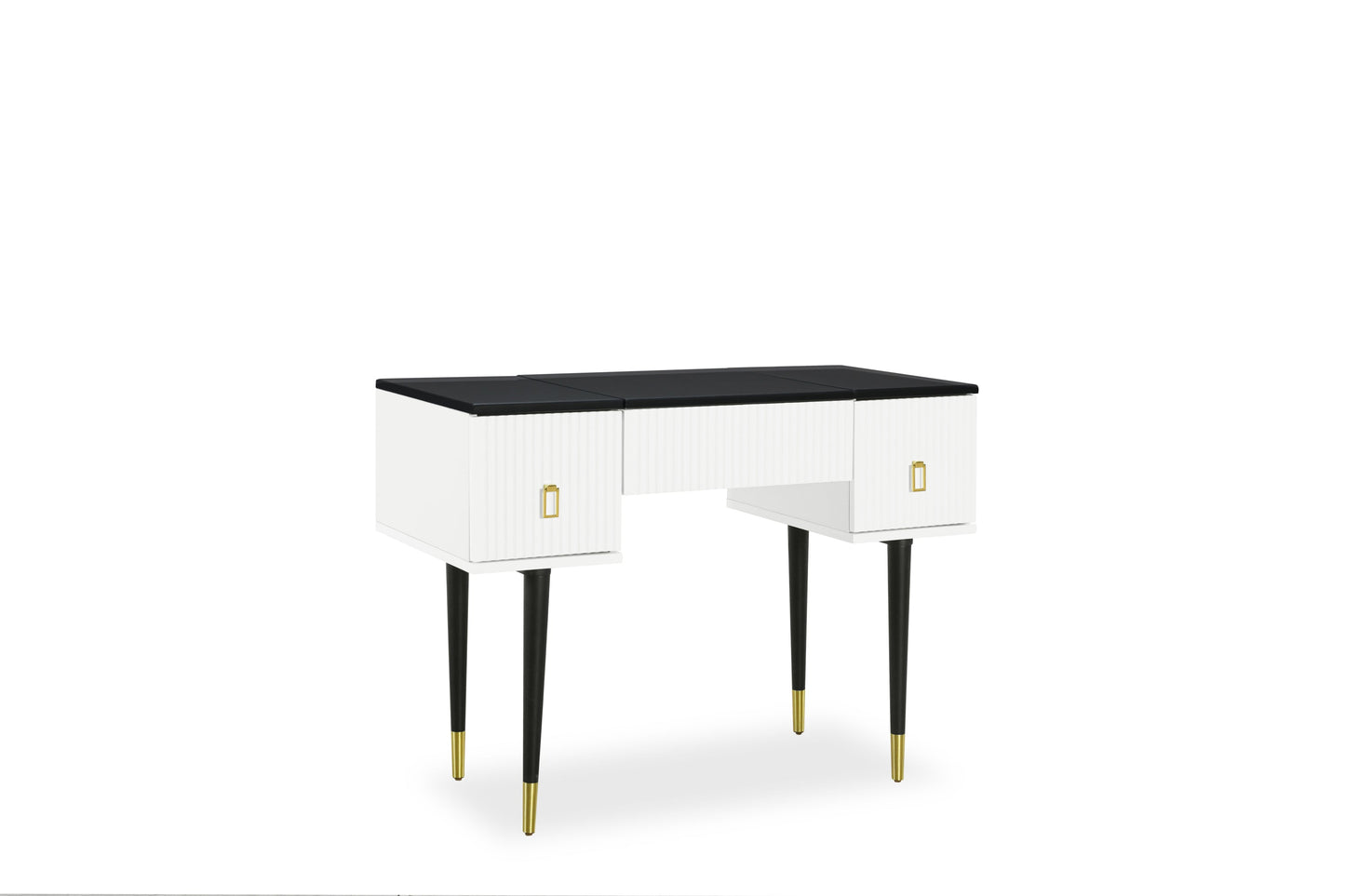 43.3" Modern Vanity Table Set With Flip-Top Mirror and LED Light, Dressing Table With Customizable Storage