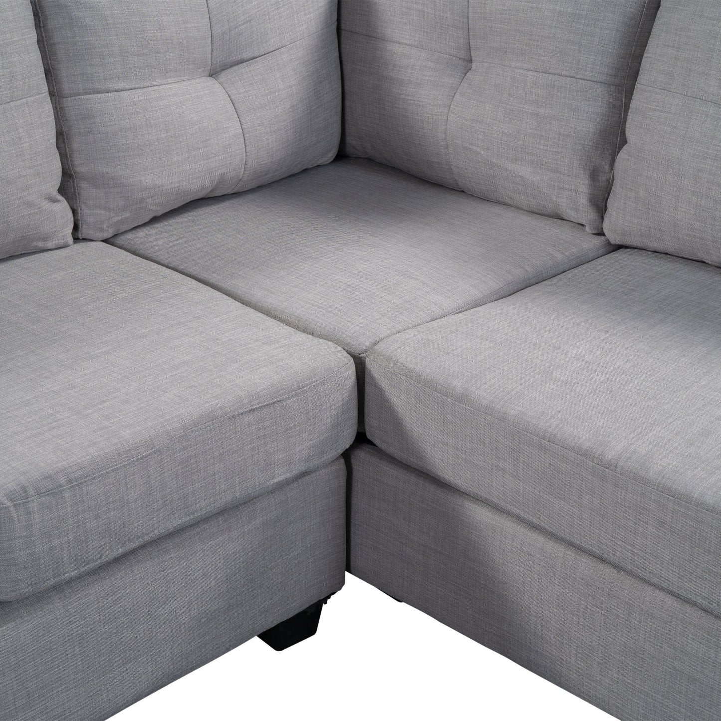 Reversible Sectional Sofa Space Saving With Storage Ottoman Rivet Ornament