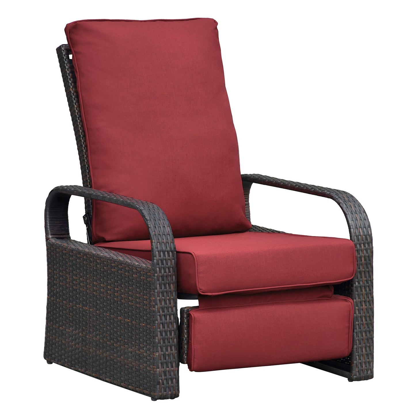 Outdoor Recliner Chair; Automatic Adjustable Wicker Lounge Recliner Chair With 5.12'' Thicken Cushion