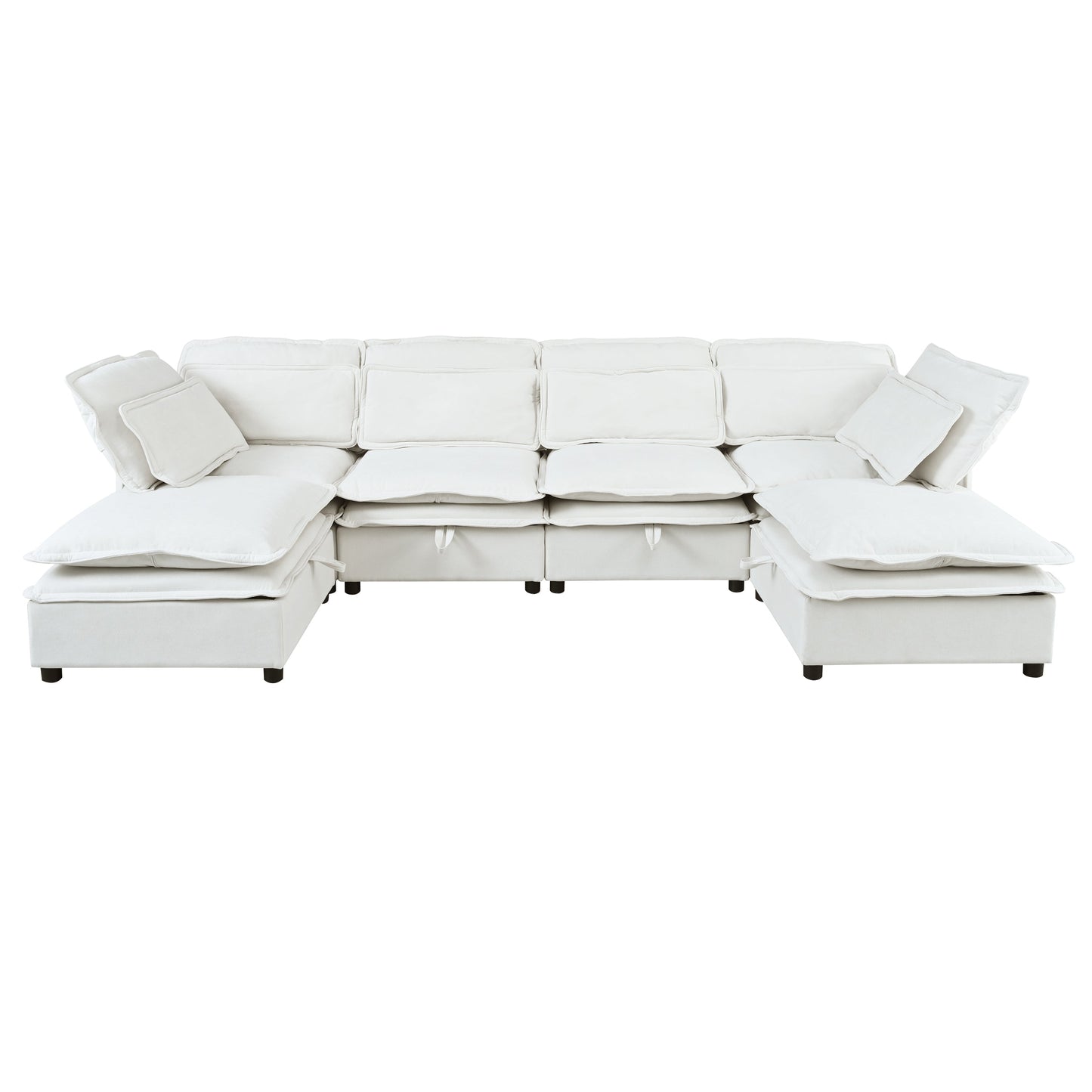 Double-Layer Cushion Modern Large U-Shaped Modular Sofa, Freely Combinable 6-Seater With Storage Function, Convertible