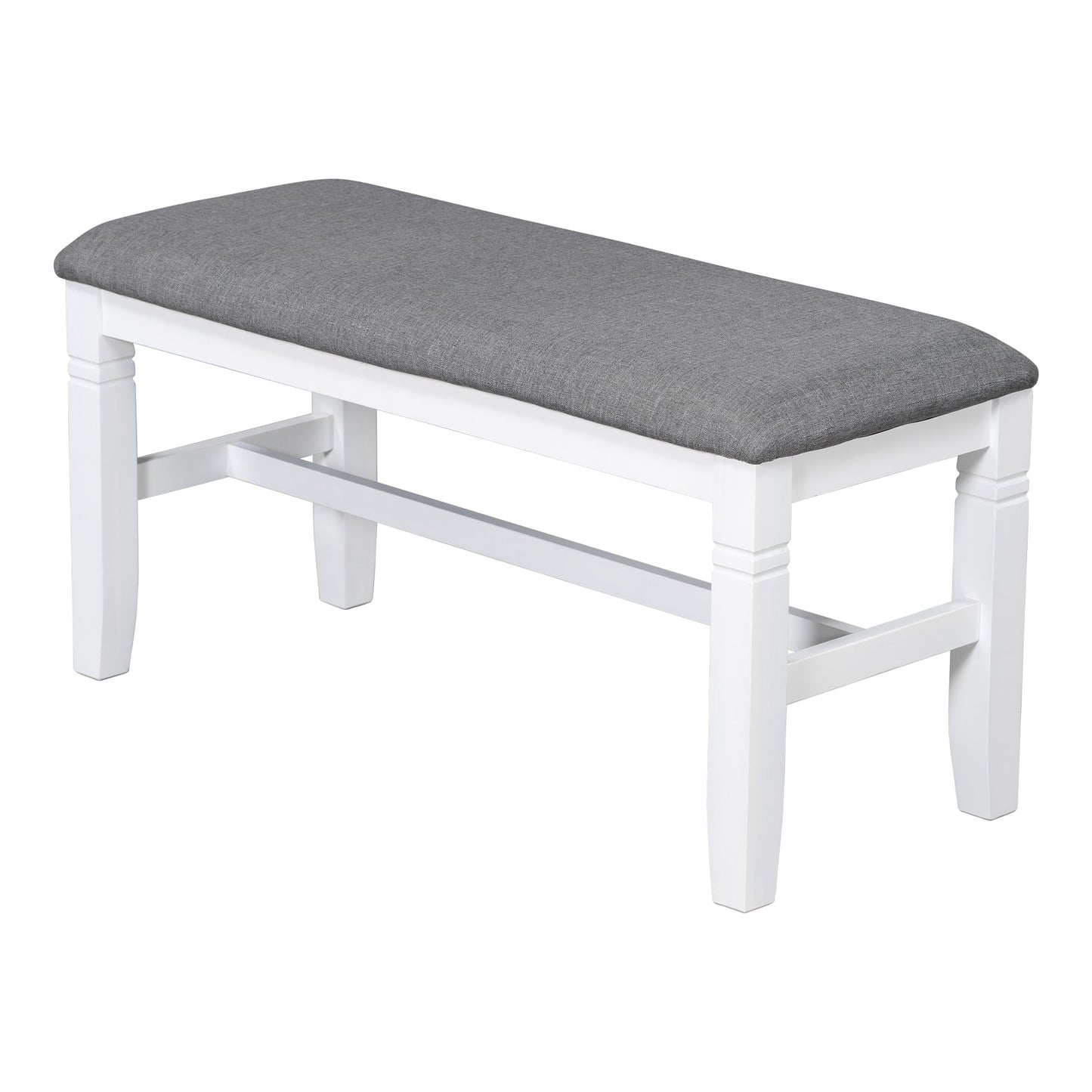 6-Piece Wood Dining Table Set Kitchen Table Set With Upholstered Bench and 4 Dining Chairs, Farmhouse Style,Gray+White