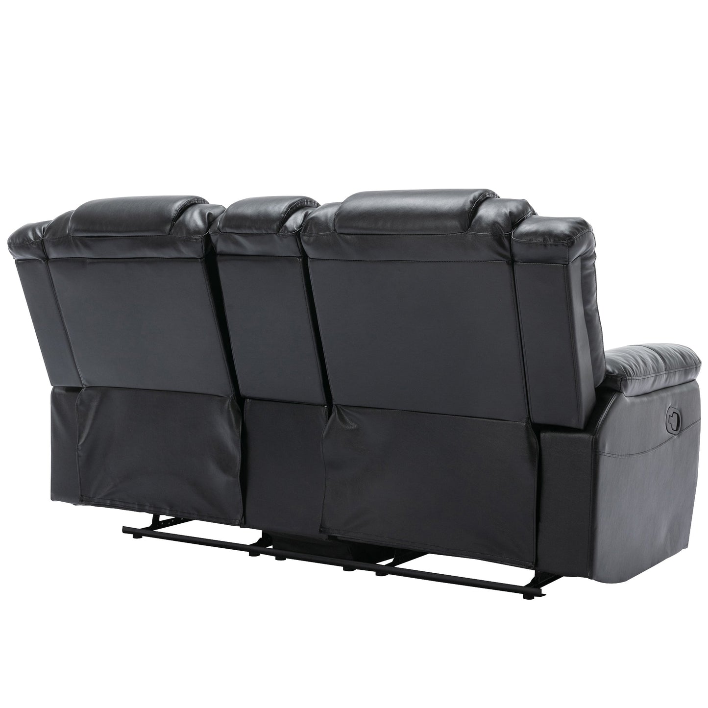 2 Seater Home Theater Recliner Manual Recliner Chair With a Storage Box and Two Cup Holders for Living Room,Bedroom, Black