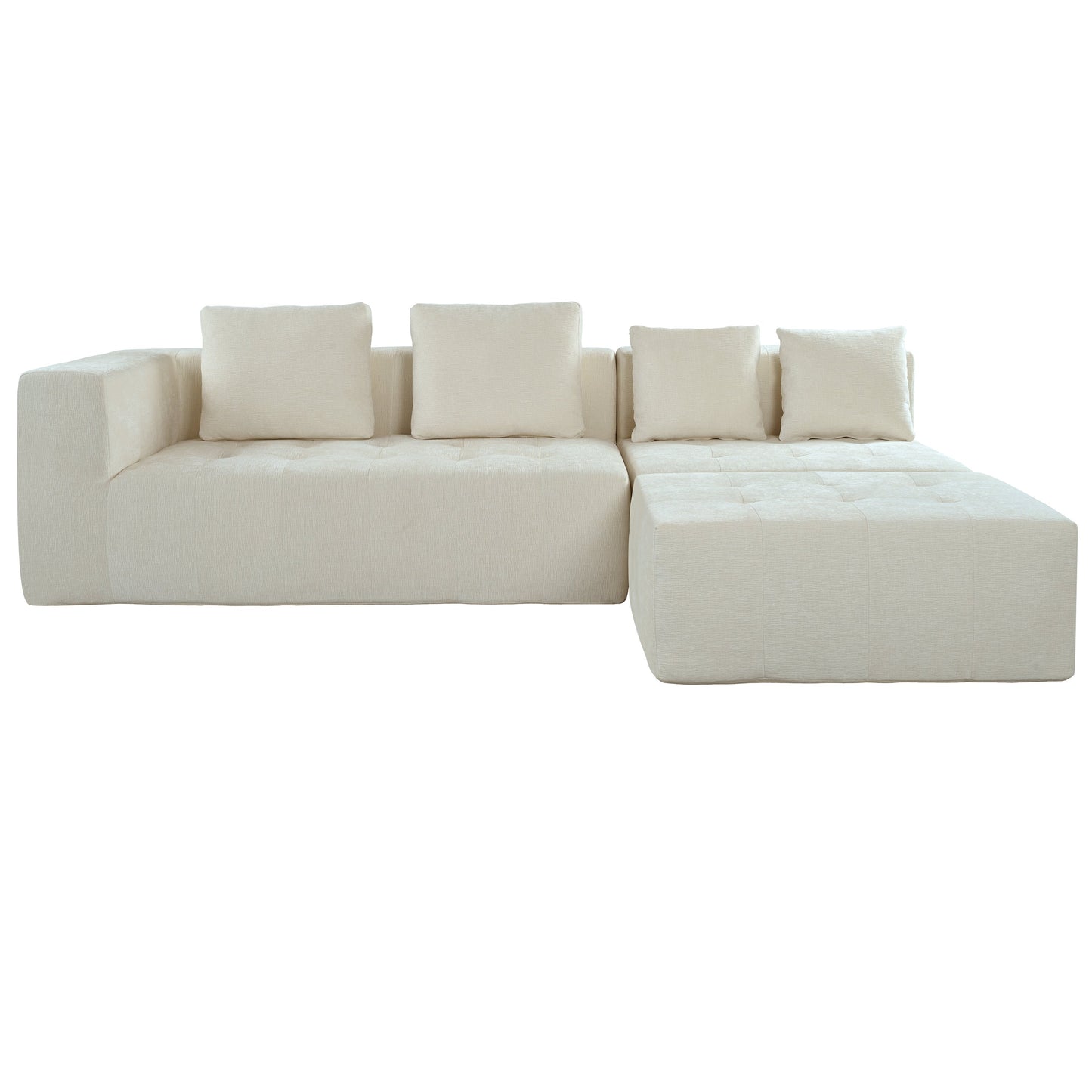 Modern Large Removable Modular Sofa, 3-Piece Set With Free Combination, Includes 4 Cushions, Ideal for Living Room, Bedroom