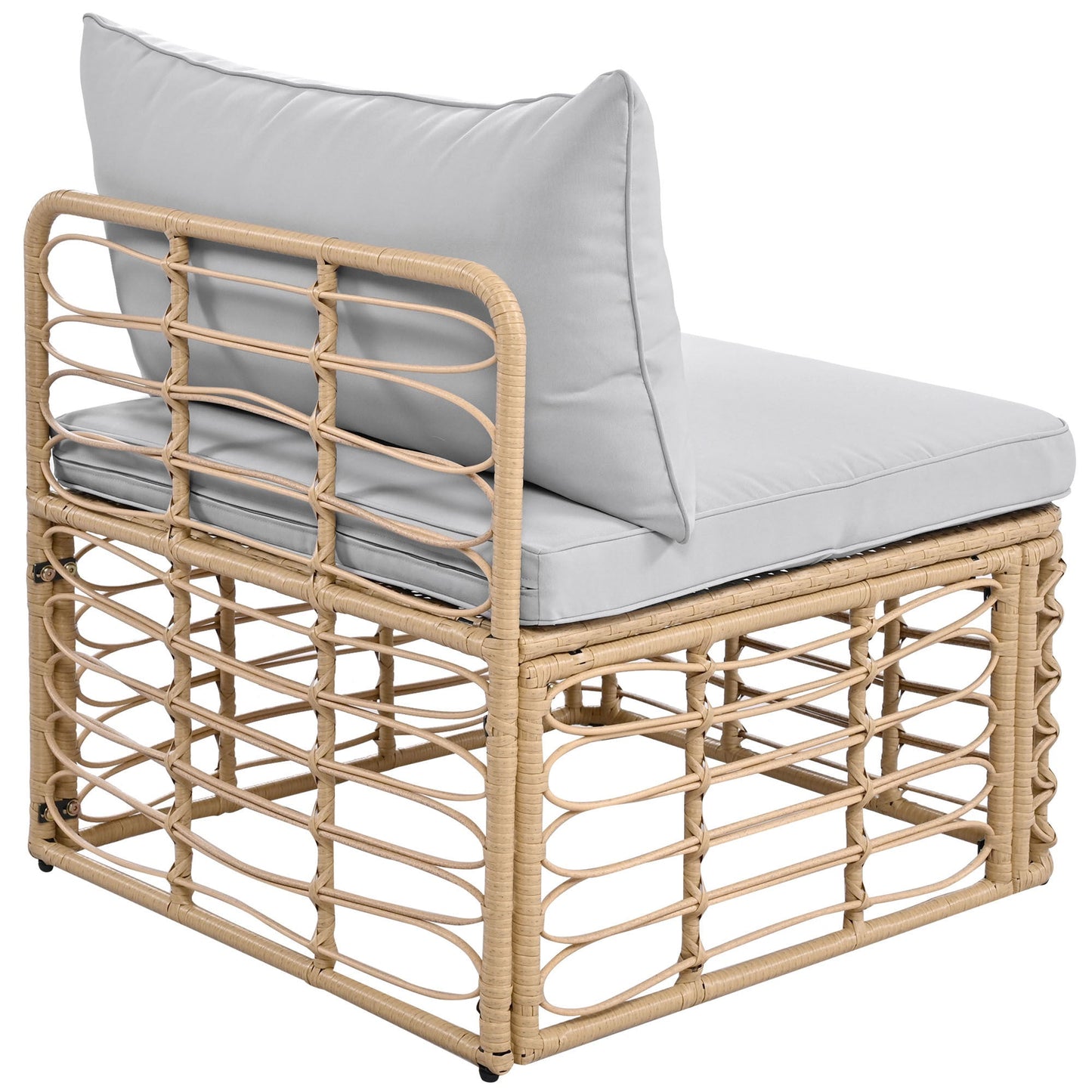 7 Pieces Outdoor Patio Furniture, All-Weather Rattan Sectional Sofa Set With Thick Cushions and Pillows, Freely Combined
