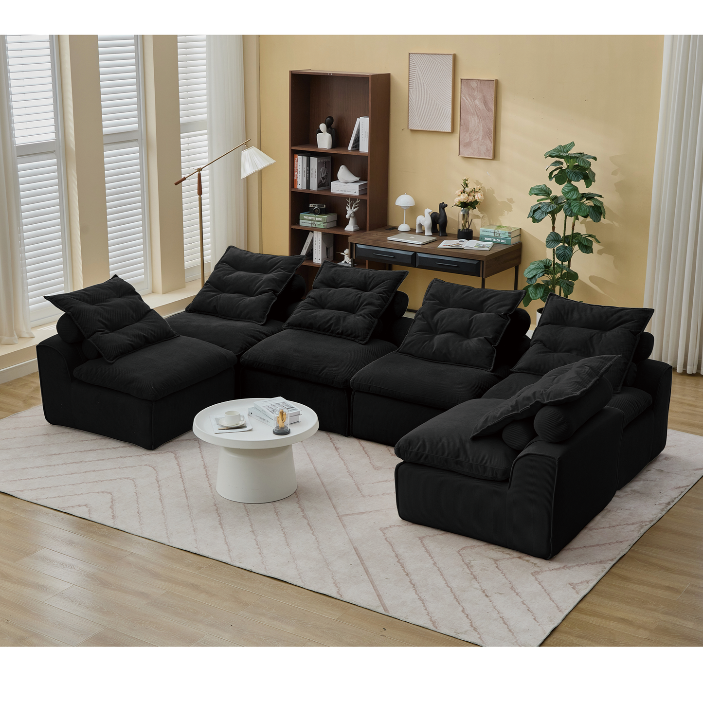 Modular Sofa,No Armrests,At Will DIY,Corduroy ,Neck Pillow-Back Lounge Sofa Chair,Reading Nook, or Apartment Living