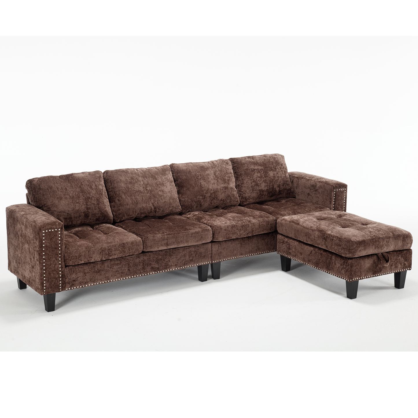 5 Seat Modular Sofa,with Storage Ottoman, Convertible Sectional Sofa, L Shaped Couch , Reversible Chaise ,Riveted Sofa
