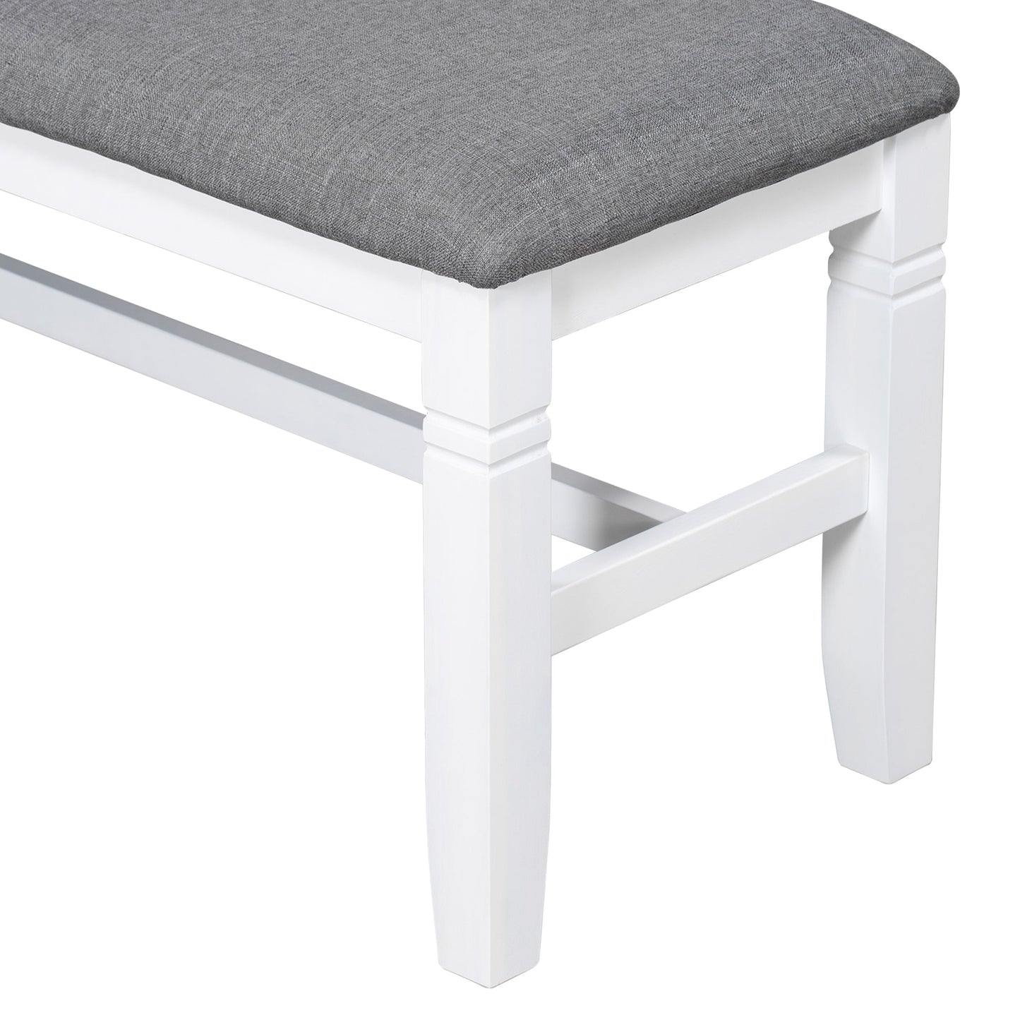 6-Piece Wood Dining Table Set Kitchen Table Set With Upholstered Bench and 4 Dining Chairs, Farmhouse Style,Gray+White