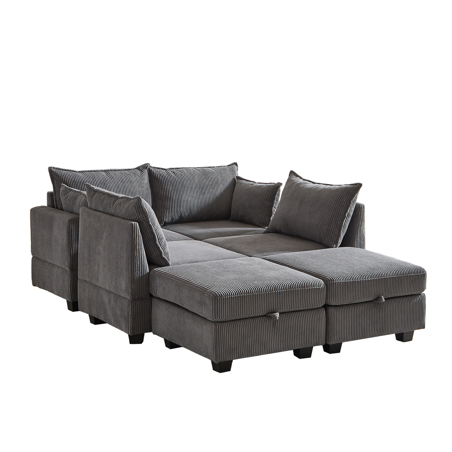 113.5'' Modular Sectiona Corduroy Sofa, Sectional Couches for Living Room U Shaped Sectional Couch With Storage Ottoman