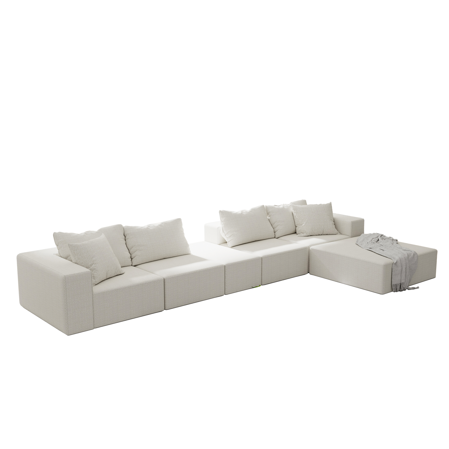 Modern Upholstered Sectional Sofa Couch Set,Modular 132" L Shaped Sectional Living Room Sofa Set With 6 Pillows,Free Com