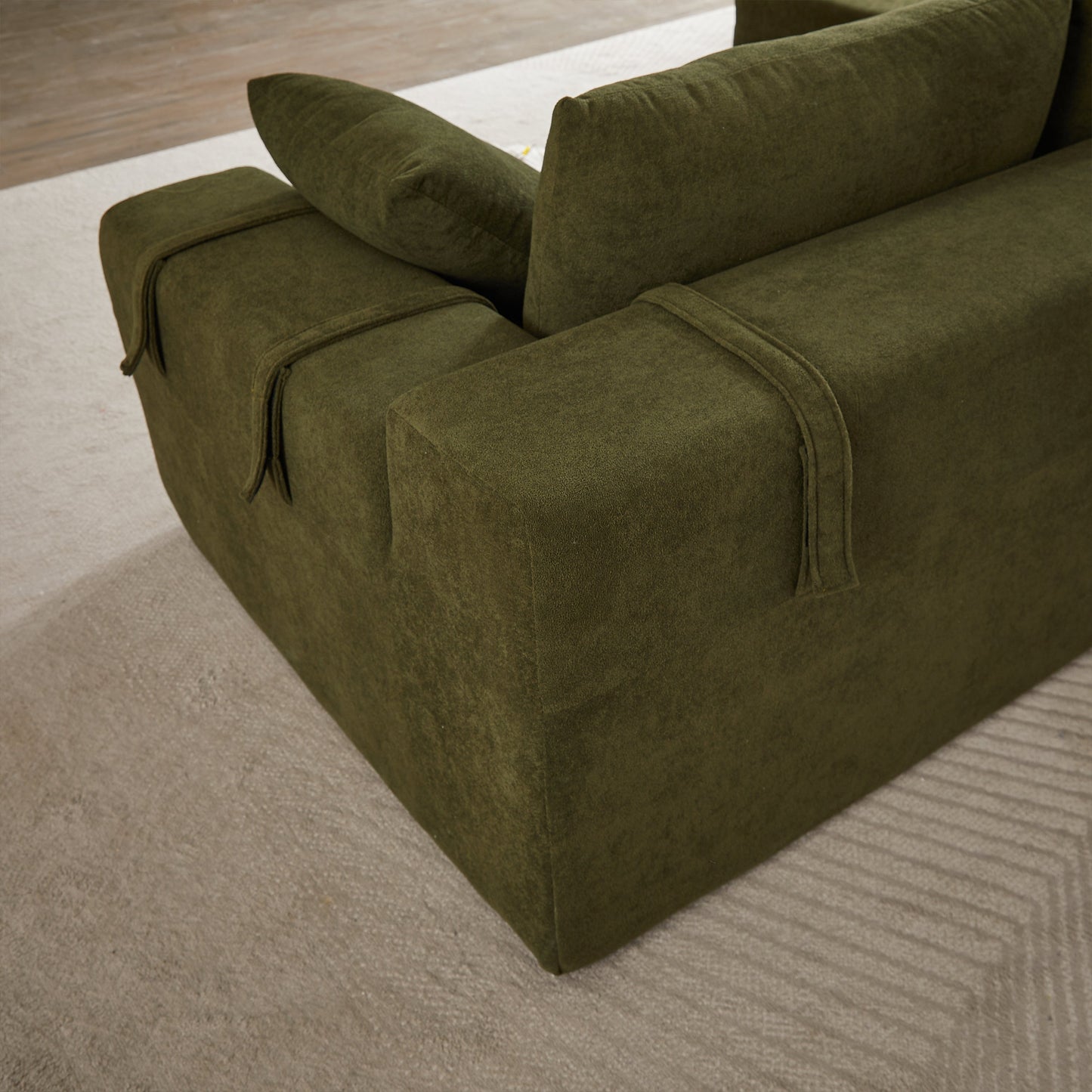 Modern Chenille Upholstered Sectional Sofa Couch Set,Modular 108" L Shaped Sectional Living Room Sofa Set With 6 Pillows