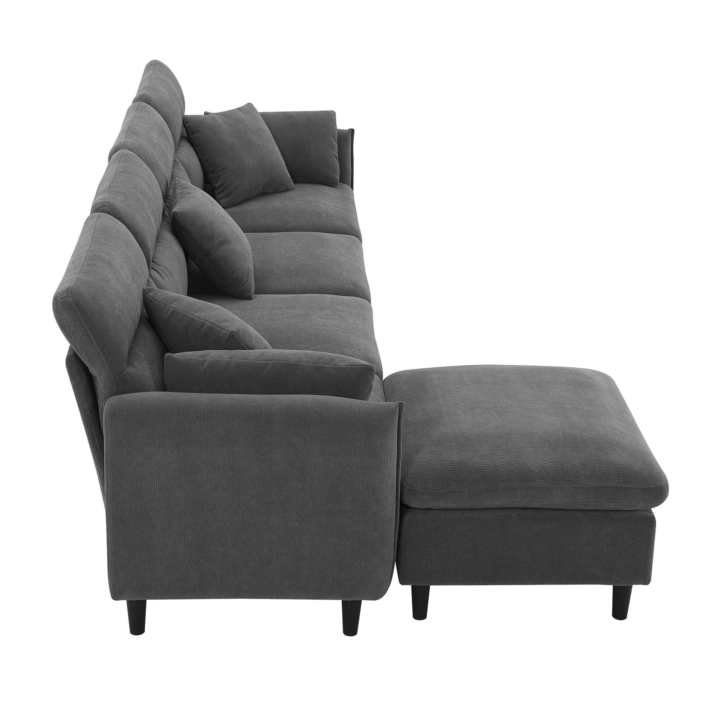 110*62" Modern Convertible Sectional Sofa,L-Shaped Reversible Couch Set With Free Pillows,5 Seat Cloud Chenille Indoor