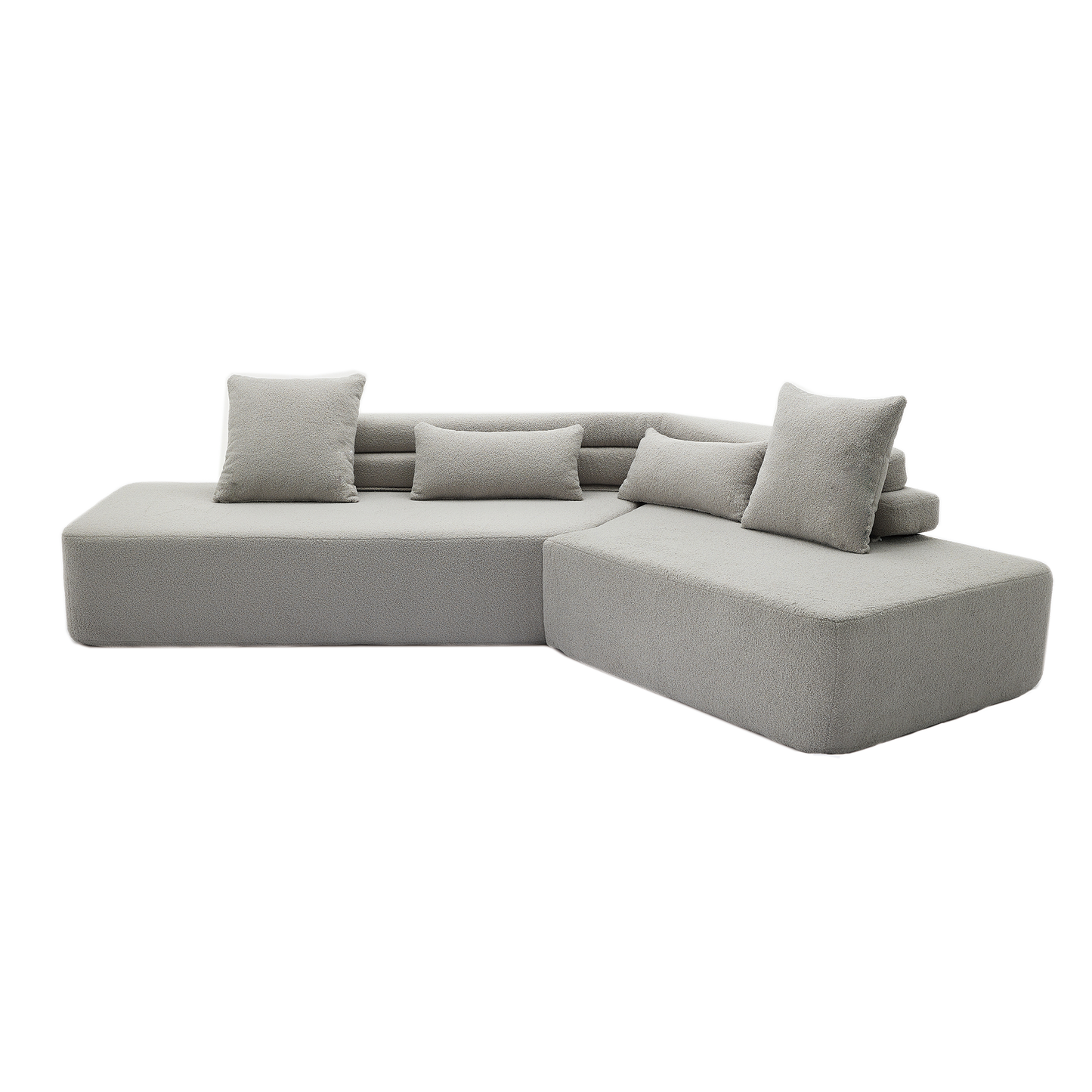 128"Minimalist Cloud Sectional Couch ,Modern Couches ,4-Seater ,No Assembly,Two Modular Sofa,Boucle Teddy Fabric
