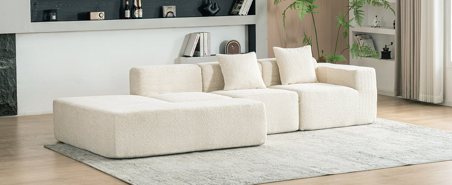 116.5" Sectional Sofa Full-Compressed Sofa Couch Free-Combined Sofa for Living Room, Beige