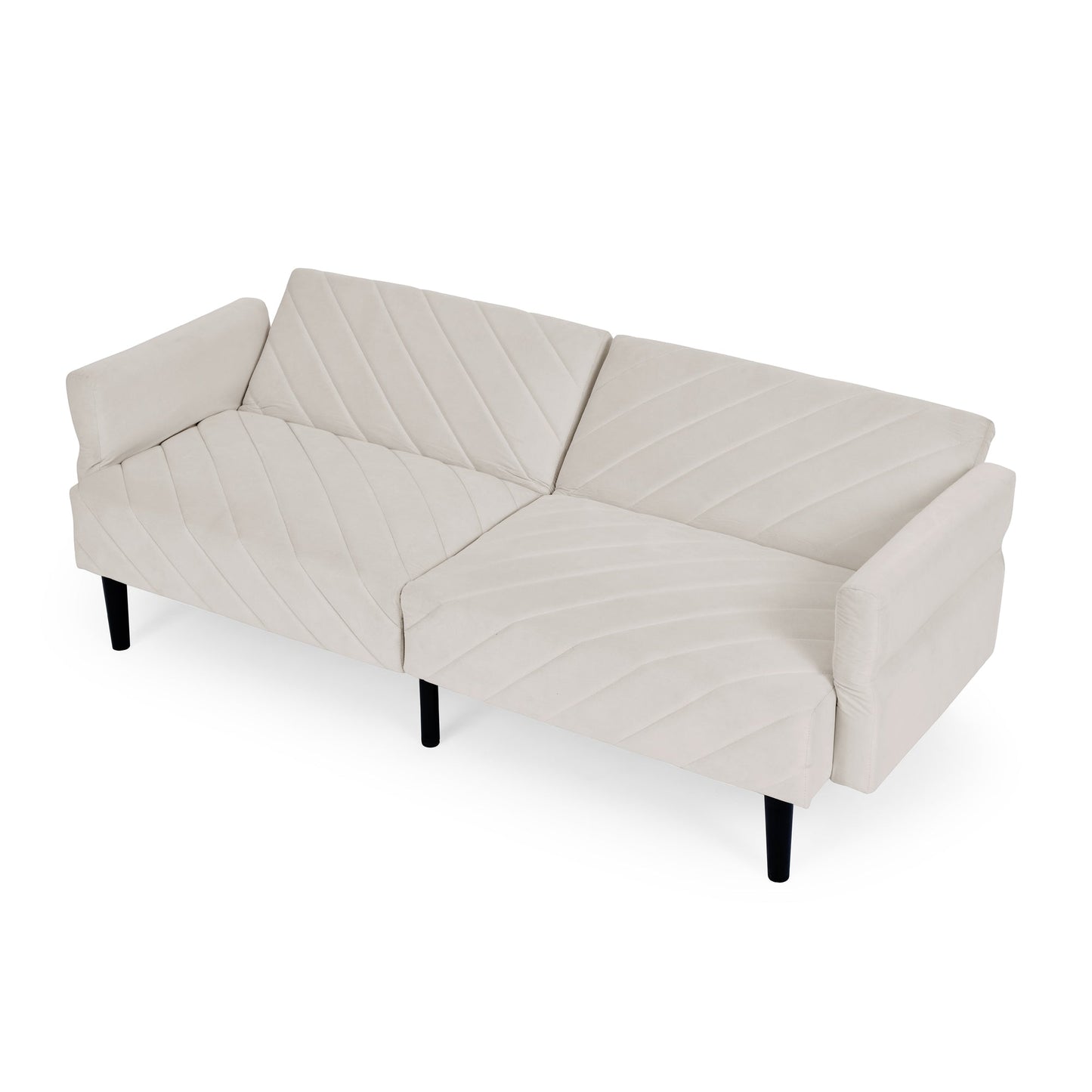 Velvet Futon Couch Convertible Folding Sofa Bed Tufted Couch With Adjustable Armrests for Apartment