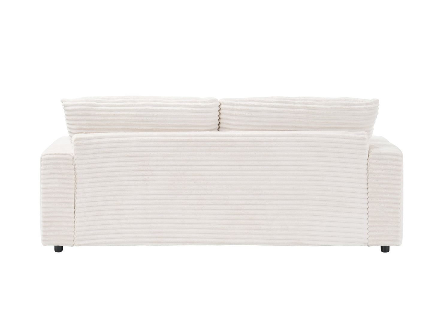 82 Inches Beige Corduroy Sofa, Two Storage Feet +4 Throw Pillows, Create a Living Room, Office Fashion New Darling