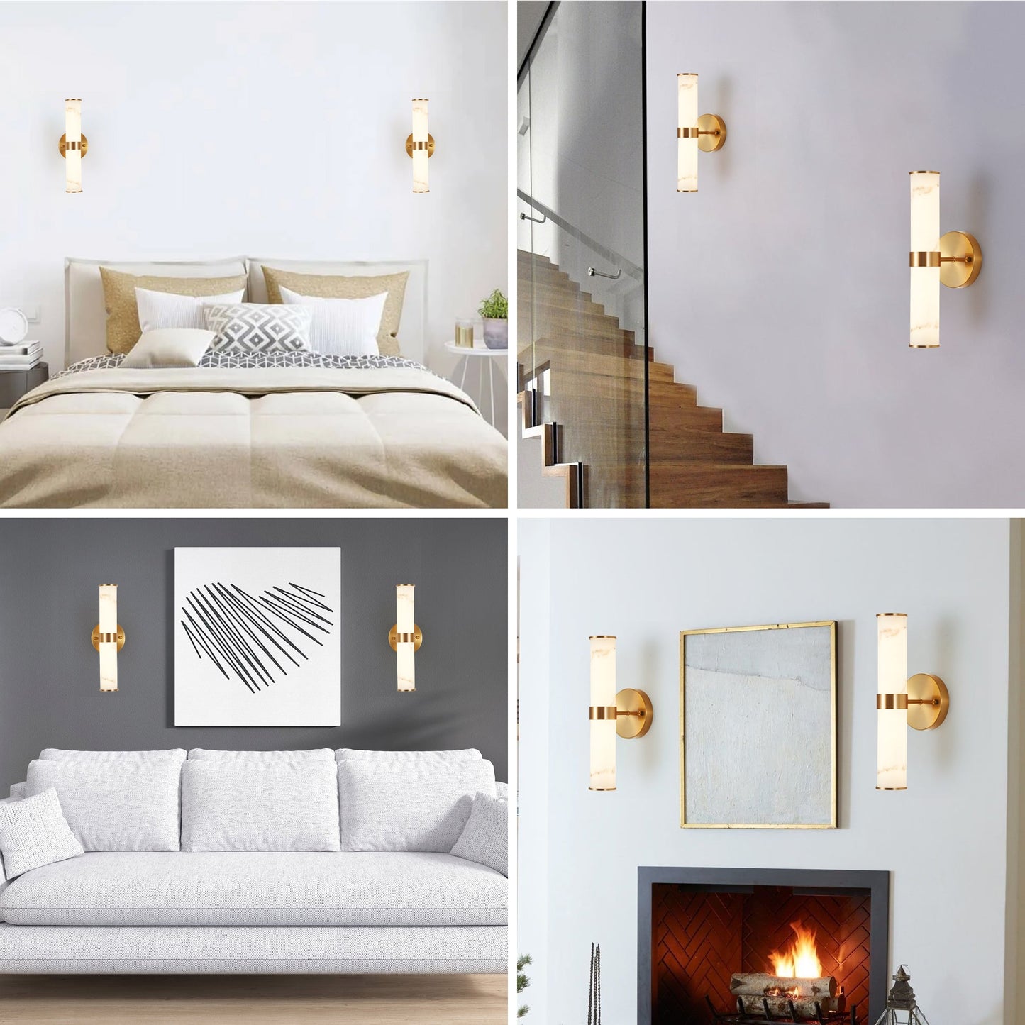 Golden and Elegant Resin Wall Sconce,Set of 2,Modern Vertical Light Fixture for Bathrooms, Hallways, and Bedrooms
