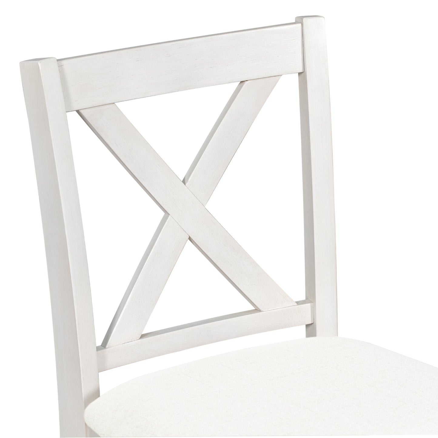 5 Pieces Counter Height Rustic Farmhouse Dining Room Wooden Bar Table Set With 2 Stools and 2 Chairs, White