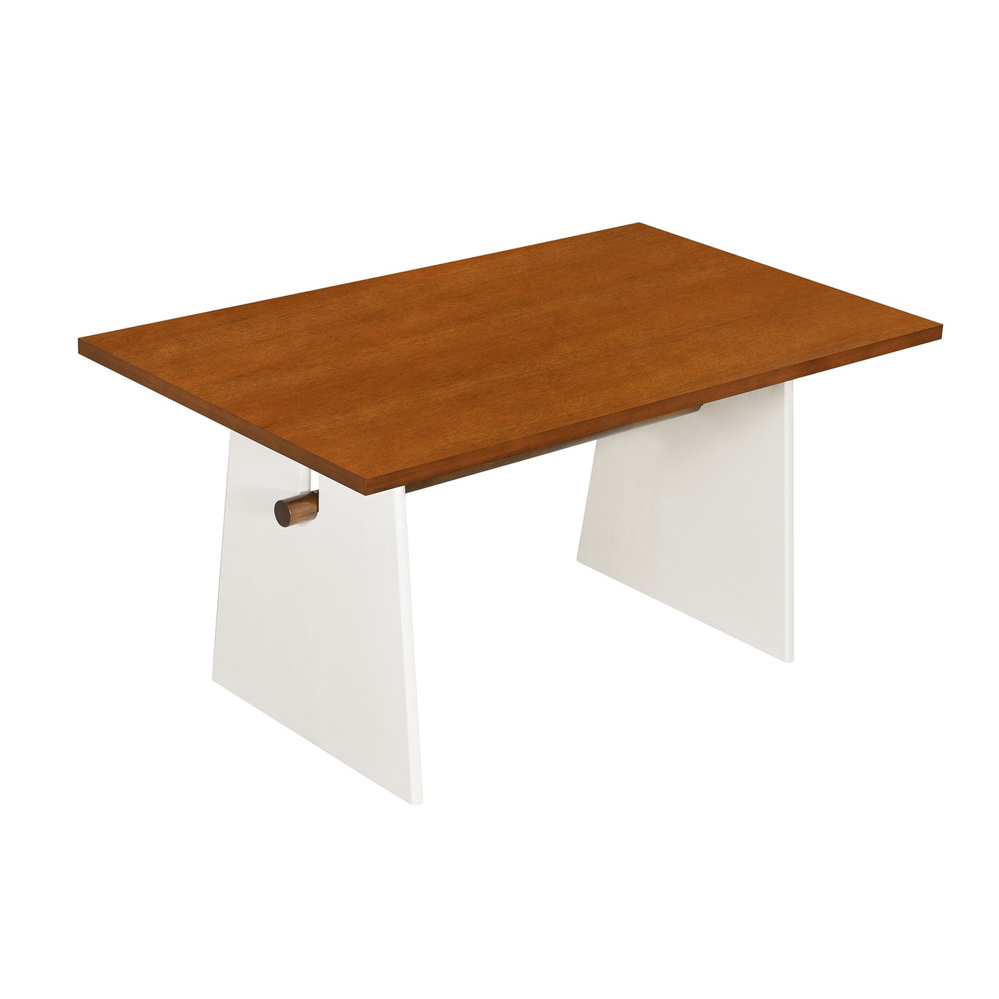 Modern 7-Piece Dining Table Set With Trestle Dining Table and 6 Upholstered Dining Chairs, Compact Kitchen Table