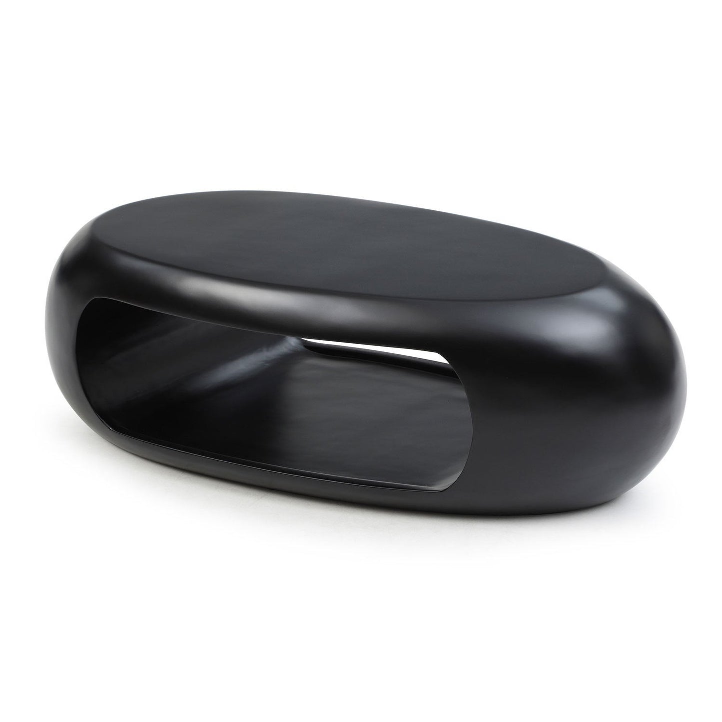 53.93'' Modern Oval Coffee Table, Sturdy Fiberglass Center Cocktail Table Tea Table for Living Room, BLACK, No Need Assemble