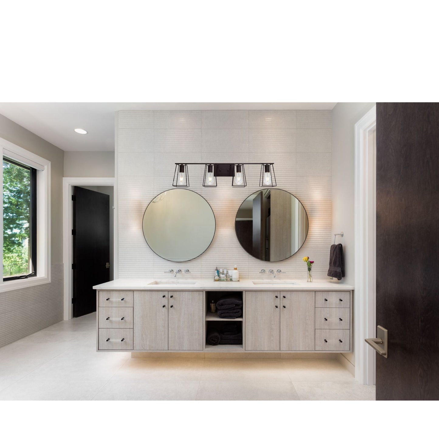 4-Light Oil Rubbed Bronze Vanity Lights for Bathroom, Industrial Vintage Wall Sconce Lighting With Open Metal Cage