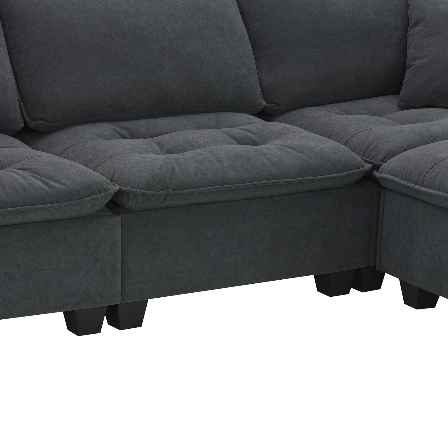 100*59" Modern Convertible Sectional Sofa,L-Shaped Reversible Couch Set With Free Pillows,4 Seat Suede Velvet Sleeper Sofa