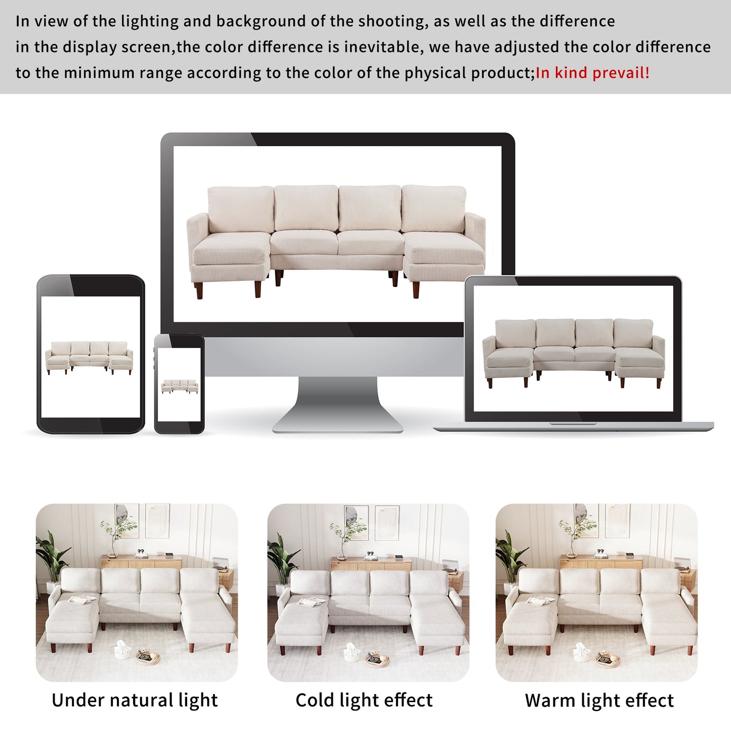 U-Shaped Sponge-Filled Cushion Combination Sofa, Suitable for Living Rooms, Studies, and Spacious Spaces
