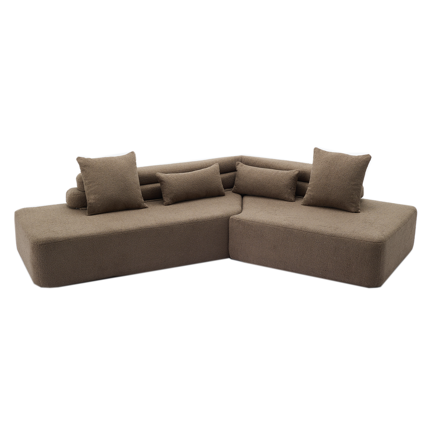 128"Minimalist Cloud Sectional Couch ,Modern Couches ,4-Seater ,No Assembly,Two Modular Sofa,Boucle Teddy Fabric, Upholstered