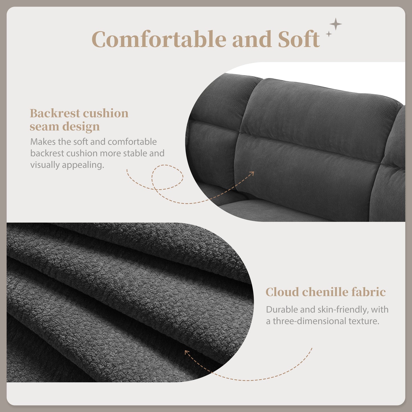 110*62" Modern Convertible Sectional Sofa,L-Shaped Reversible Couch Set With Free Pillows,5 Seat Cloud Chenille Indoor