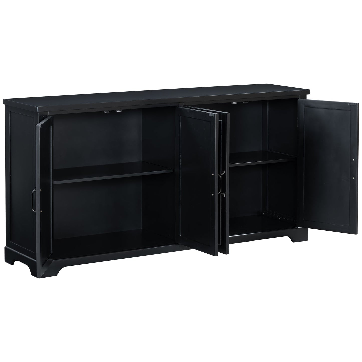 U_STYLE American Country Style Wooden Sideboard With Pine Doors and Legs, 4 Metal Handles, for Hallway Entryway Living R