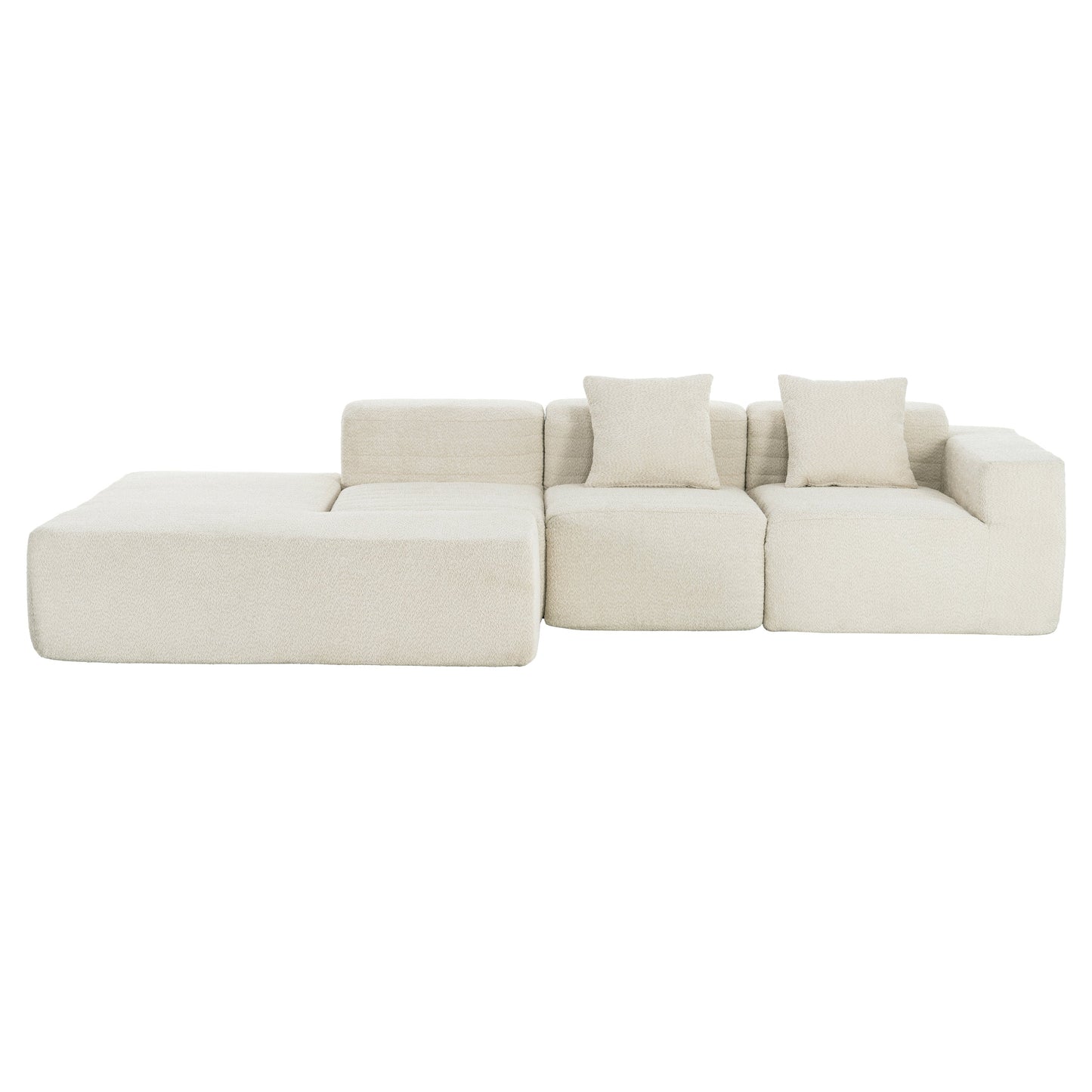 116.5" Sectional Sofa Full-Compressed Sofa Couch Free-Combined Sofa for Living Room, Beige