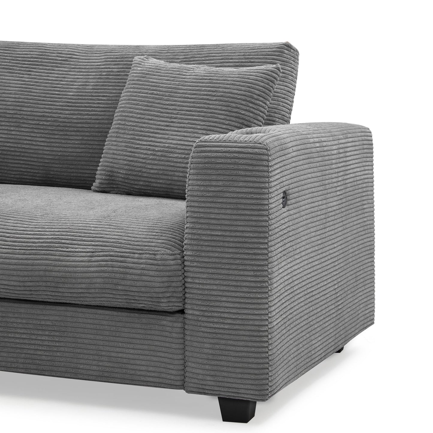 134*54"Oversized Corduroy Sectional Sofa,L Shaped Cloud Couch With USB Charging Port,Cup Holder,Deep Seat Sofa Bed